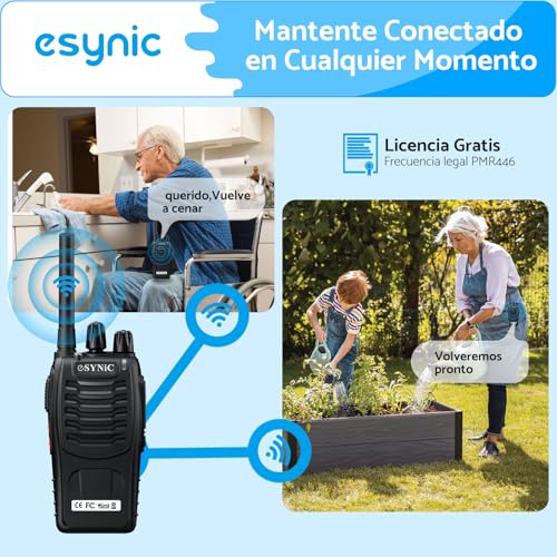 Miniatura 3 de Esynic 4pcs Walkie Talkies De Larga Distancia Con Auriculares Walkie-Talkie Profesional 16 Canales 1500mah Con Cargador Usb Soporta Vox Para Sobrevivir En El Campo Ciclisimo