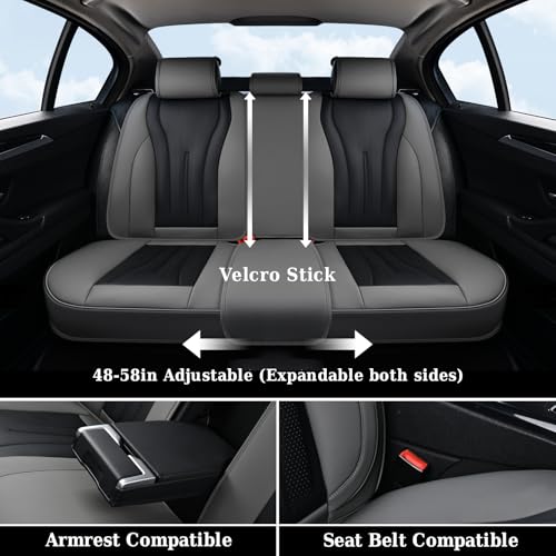 Image of Coverado Front and Rear Seat Covers, Automotive Seat Cover Full Set, Waterproof Leather Seat Cover, Luxury Seat Cover for Cars, Universal Seat Cushion Car Seat Protector Fit for Most Cars(Gray&Black)
