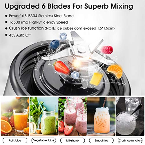 Goldfox Portable Blender, Usb Rechargeable Personal Blender For Shakes And Smoothies, 15Oz Detachable Portable Juicer Cup Small Fruit Juice Mixer For Travel, Gym, Office, Etc. (With Brush) #TOP4