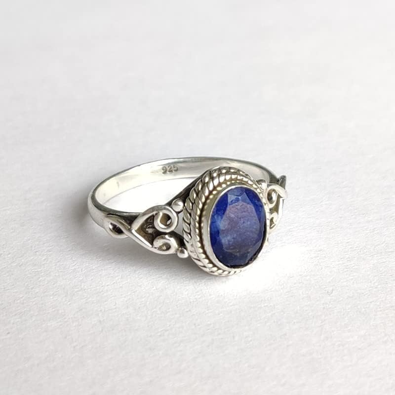 Miniatura 6 de Blue Sapphire Stone Ring 925 Sterling Silver Statement Ring For Women Handmade Rings Gemstone Christmas Promise Ring Size US 10 Gift For Her