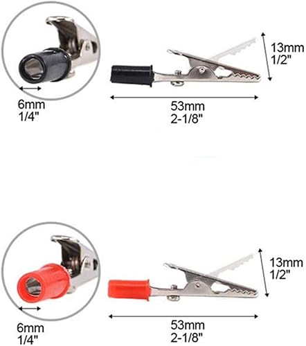 Miniatura 3 de Pinzas de cocodrilo de metal abrazaderas de prueba eléctricas con manos de plástico Kit rojo negro 20PCS