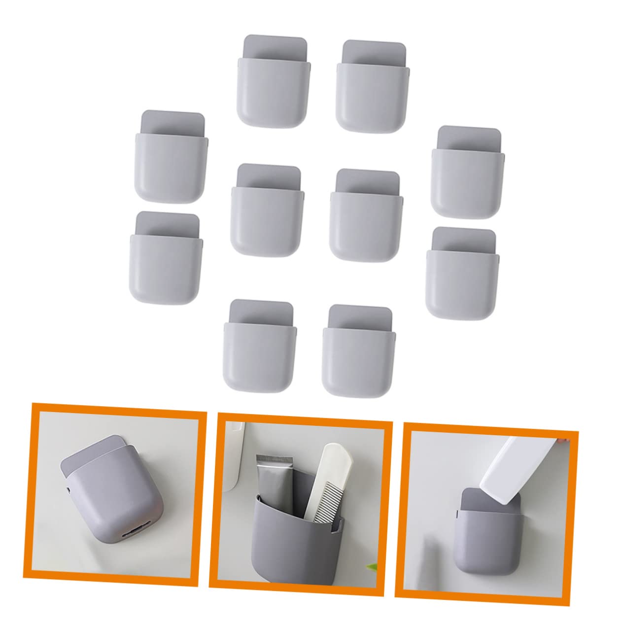 Amosfun 4 Set Di Supporto Da Parete Per Telecomando Con Base Adesiva Supporto Per Telefono Da Parete Per Smartphone Organizer 10 Pezzi*4