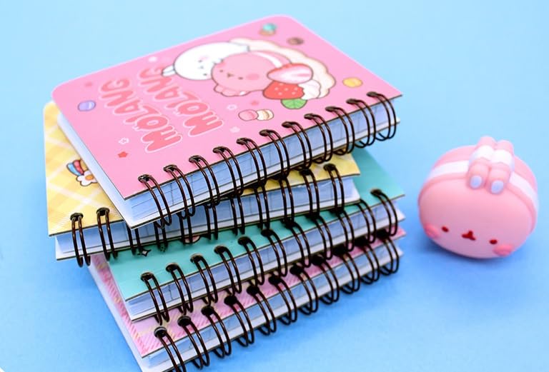 Mini carnets à spirale lignés Molang MSGlobal, lot de 4 petits calepins rigides - 5