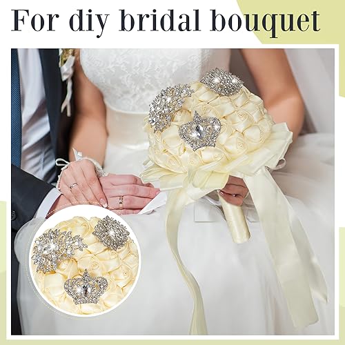 Image of Ecally Flower Brooch Pins for Women, Crystal Pearl Brooch and Pins for Dress, Coat, Shawl - Gift for Mother,Wedding