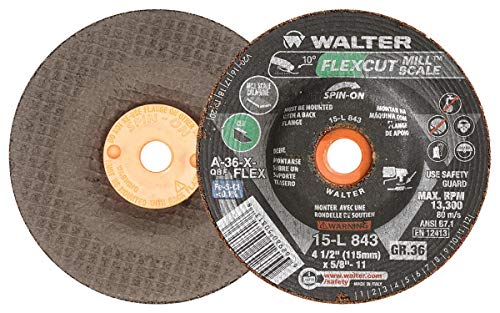 Walter 15L843 FLEXCUT Mill Scale Flexible Grinding Wheel [Pack of 25] - A-36-FLEX Grit, 4-1/2 in. Abrasive Wheel with Arbor Hole. Angle and Die Grinder Wheels