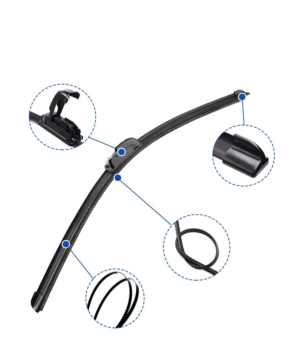 Kit de 3 Essuie-Glaces Compatible avec Peugeot 206 SW (2002-2006) | Avant 26"+16" & Arrière 14" | Silencieux