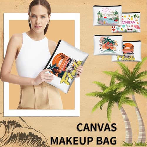 4 Pcs Florida Makeup Bag,Florida Souvenirs and Gift,Travel Vacation Cosmetic Zipper Bag for Her,Mom,Sisters,Friends and Teachers3