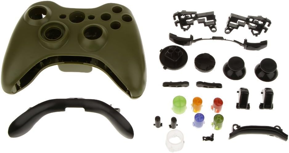 Full Housing Shell Case Cover with Buttons for Xbox 360 Wireless Controller Replacement (Black)