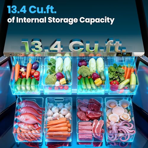 Image of Coolski 48 inchW Commercial Undercounter Refrigerator, 13.4 Cu.ft. Freestanding Stainless Steel, Double Door Under Counter Industrial Worktop Fridge for Restaurant, Bar, Shop, Kitchen Use