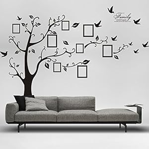 Rainbow Fox Photo Frame Tree Wall Stickers Removable Wall Decor Decal Stickers for livingroom/Gallery/Family/Office/Study Rooms d¨¦cor (Black-Right)