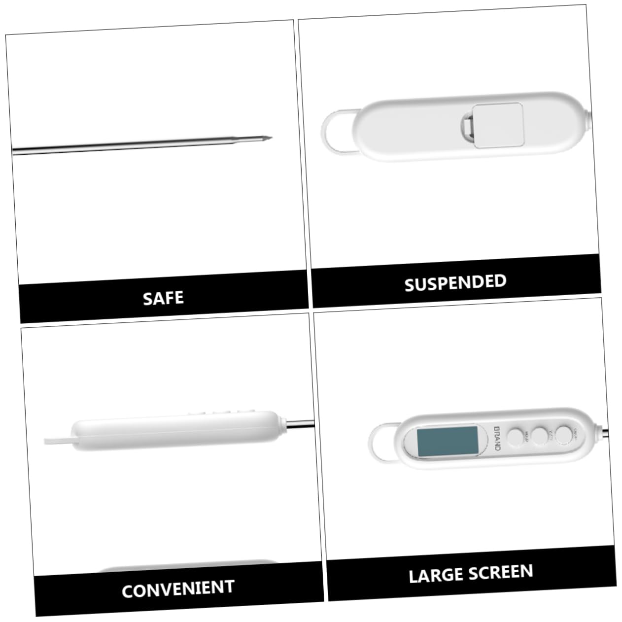 Alipis Quick Thermometer Digital Cooking Thermometer Metal Tip Large Screen Display