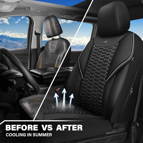 Image of CAR PASS 3D Foam Mesh Leather Car Seat Covers Front Seats, Air Cool Mesh Front Seat Covers for Car, Universal Fit for SUV Truck Sedan Automotive, Armrest Airbag Compatible, Black and Gray