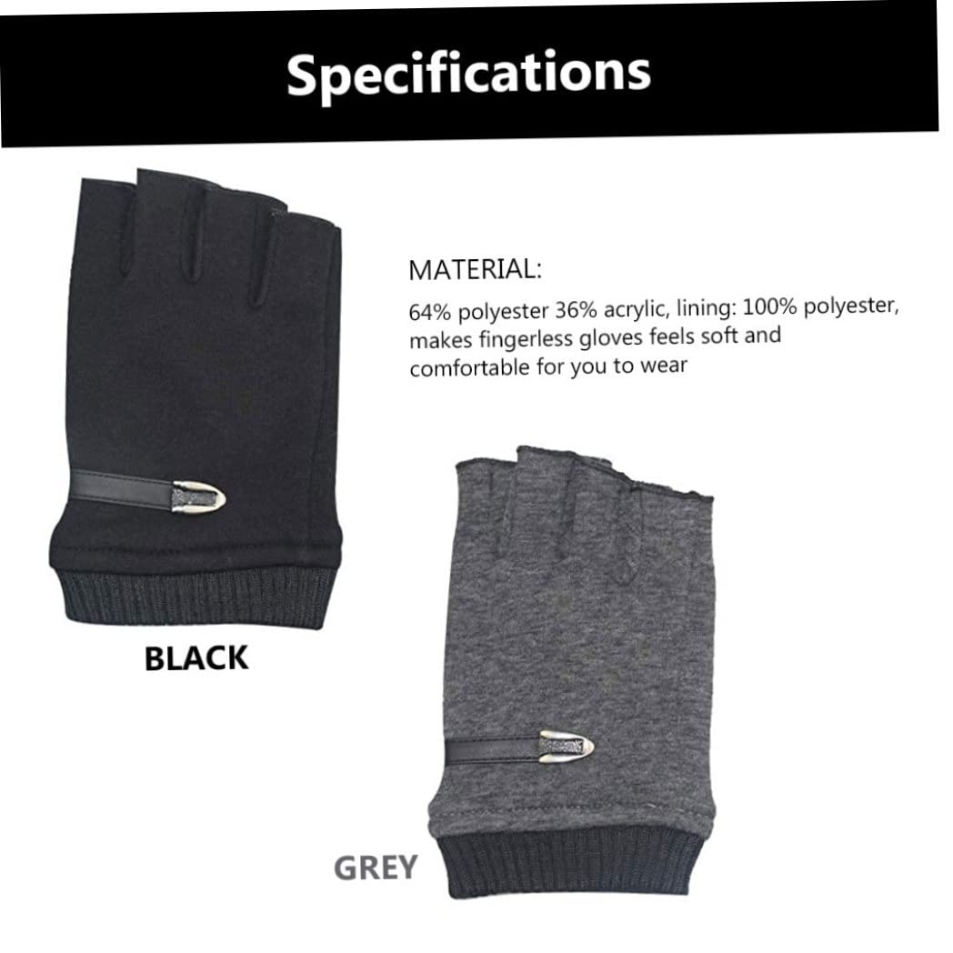 Guantes, Guantes térmicos, Guantes sin dedos Invierno Cálido Manopla de medio dedo Unisex for Ciclismo Moto Correr al aire libre Gris Negro 2 pares, Guantes de invierno, Guantes de medio dedo, Guantes