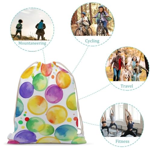 Drawstring Bag Backpack Watercolor Rainbow Circle Sackpack Foldable String Bags Sports Gym Bag for Shopping Yoga3