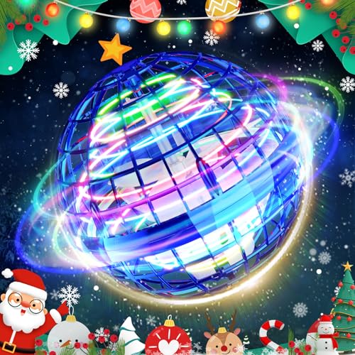 TOMZON Hoverball Fliegender Ball, RGB Spielzeug für Kinder, Kreisel, Boomerang mit LED Licht, 15min Flugzeit USB Aufladung, Geschenk für Jungen und Mädchen-Blau