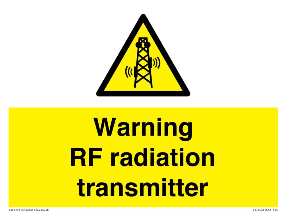 Warning RF radiation transmitter Sign - 200x150mm - A5L