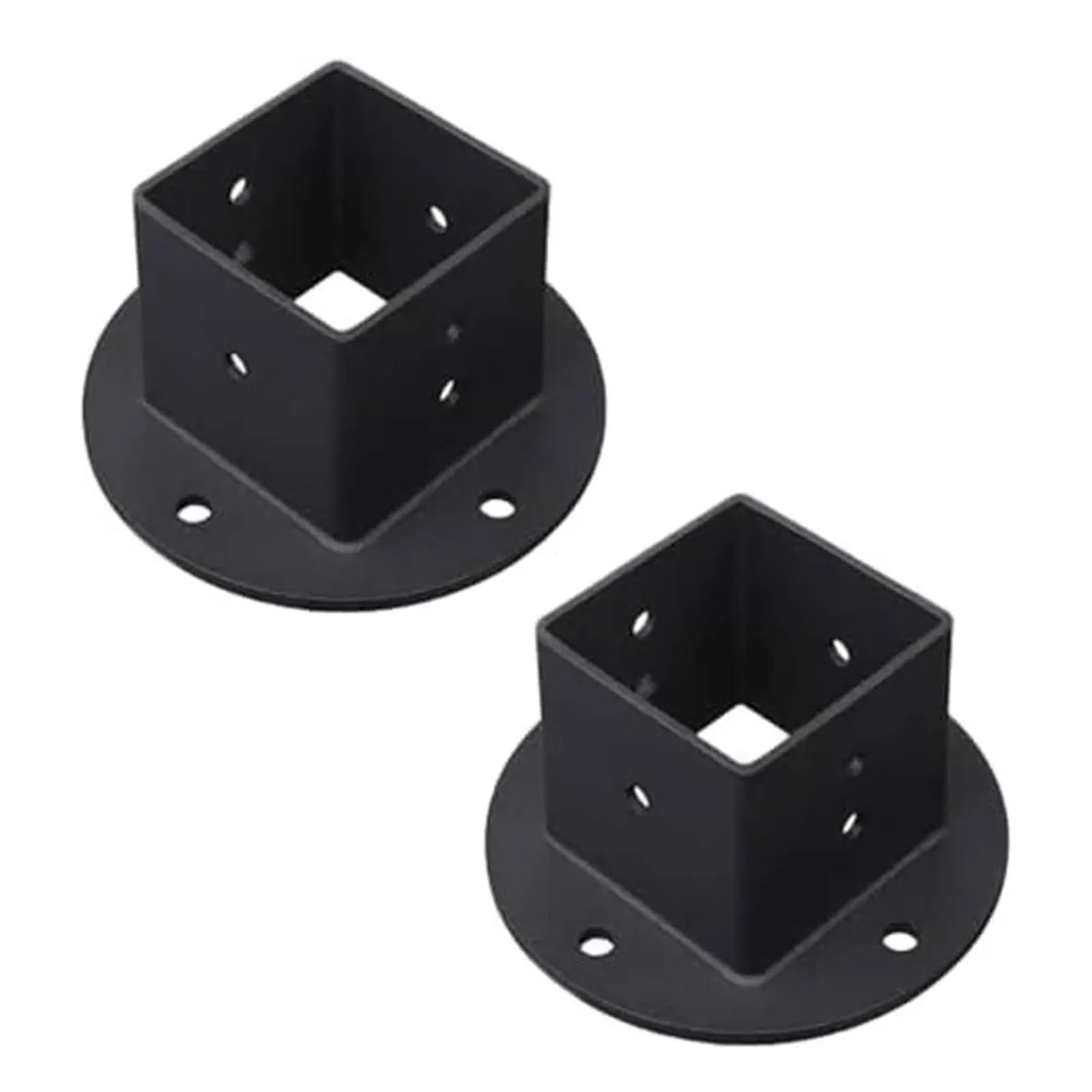 Kit di supporto per base in metallo, 2 pezzi, colonna di flan per pavimento, ancoraggio quadrato, palo per recinzione, robusto muro nero per pali in legno per uso esterno, facile installazione