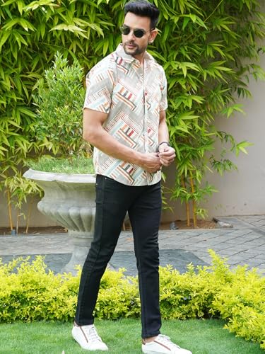 Image of Men's Multicolor Cotton Checked Casual Printed Shirt