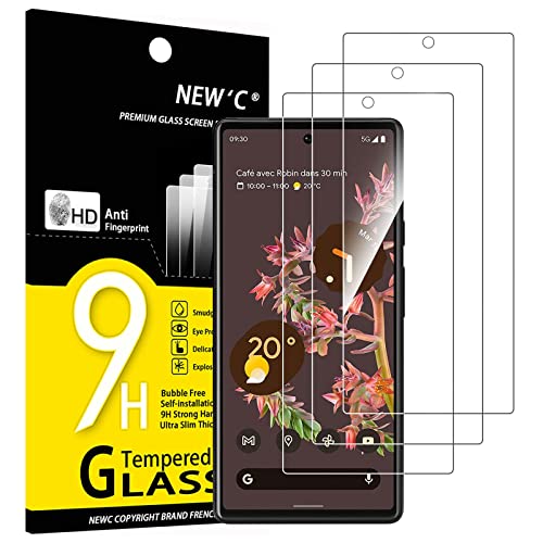 NEWC 3 Pack Designed for Google Pixel 6 Screen Protector Tempered Glass Case Friendly Ultra Resistant
