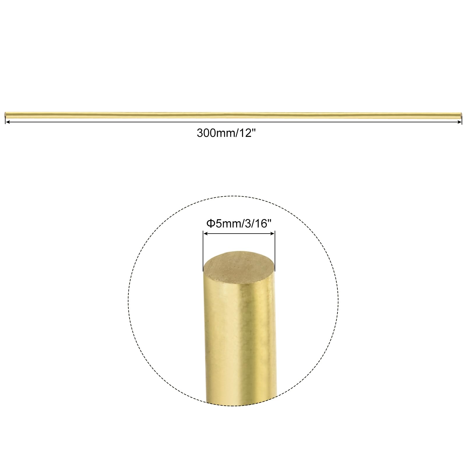 QUARKZMAN Messingstangen 5mm X 300mm – 2 Stück Rundstab Aus Vollmaterial Für Messergriffe, DIY & Modellbau