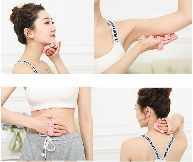 Emcapt 3D 7 Roller Massager Manual Hand Roller Massager Glove With Balls 360 Rotation Ball Muscle Relax Slimming Massage Glove Full Body Massager Finger Roller Ball Massage Roller(D2), Multicolour