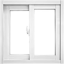 WIGING Ventana Corrediza Horizontal Y Vertical Ventana De Granero con Vidrio Y Cerradura Marco De Aleación De Aluminio Ventanas De Repuesto para Sótanos Gallineros Casas Lofts Garajes(White)