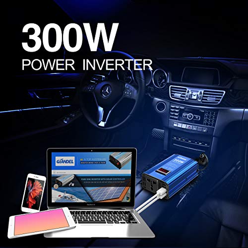 GIANDEL Power Inverter 300W Modified Wave DC 12V to 240V 230V AC Car Inverter with 4.8A Dual USB Car Adapter with LED Display Blue - Image 4