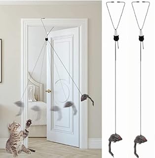 Jindizi Hanging 2pcs Cat Toys for Indoor Cats, Self-Play Hanging Door Cat Mouse Toys for Indoor Cats Kitten,Interactive Cat Mice Toys with Bell for Hunting Exercising Eliminating