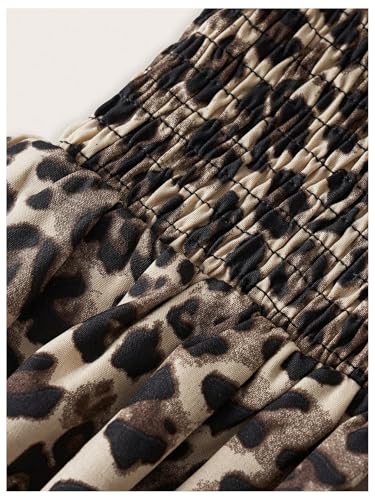 SOLY HUX Women's Leopard Bubble Dress Y2k Cheetah Print Crew Neck Sleeveless Shirred A Line Summer Mini Dresses4