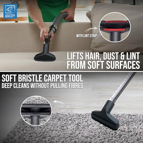 6 Piece Vacuum Cleaner Attachments Set - Compatible with Henry Hoover Attachments Head - Includes Crevice, Upholstery, 2-in-1 Tool, Mini Brush, Round Brush, Adapter