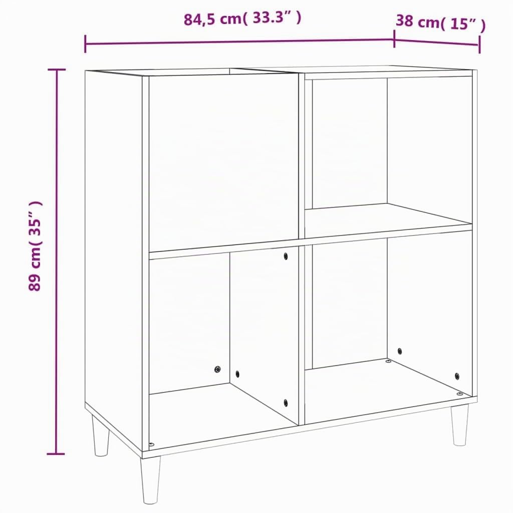 LAPOOH Armoire à disques Blanc 84,5x38x89 cm Bois d'ingénierie,Porte Vinyle,Meuble Platine Vinyle,Rangement Vinyle
