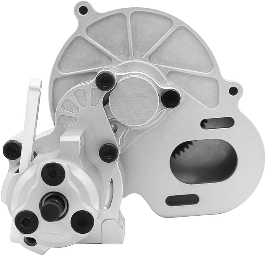Metal Complete Transmission Cutoff Gearbox with Dig Gear for 1:10 Axial SCX10 AX10 Wraith RC Crawler Car (Silver)
