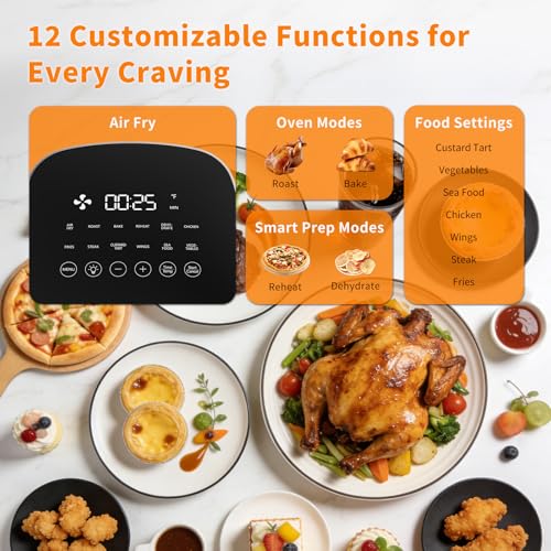 Image of CARORI 6QT Air Fryer with Viewing Window, 12 Cooking Presets, 1700W Fast & Even Cooking, Max 400℉ Crisping, Bake, Roast, Reheat & Dehydrate, Large Nonstick Basket, Dishwasher Safe, Dark Blue