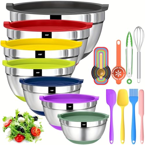 Set de bowls de acero inoxidable con tapas herméticas 20 pcs miniatura 1