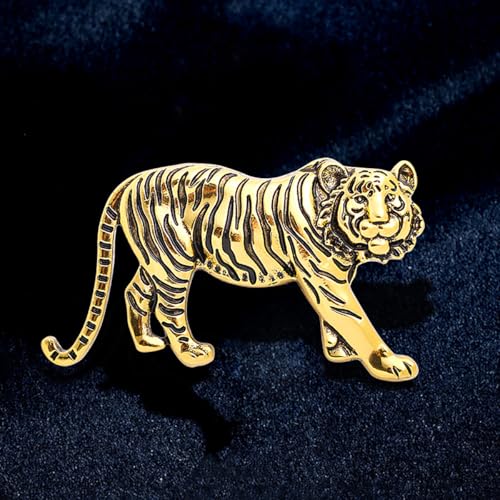 Image of Vintage Tiger Brooch Pin Gold Silver Animal Tiger Brooch Lapel Pins Domineering Cool Brooch Charm Lion Coat Collar Brooch Clothing Hat Bag Suit Party Clothing Jewelry Accessories for Women and Men