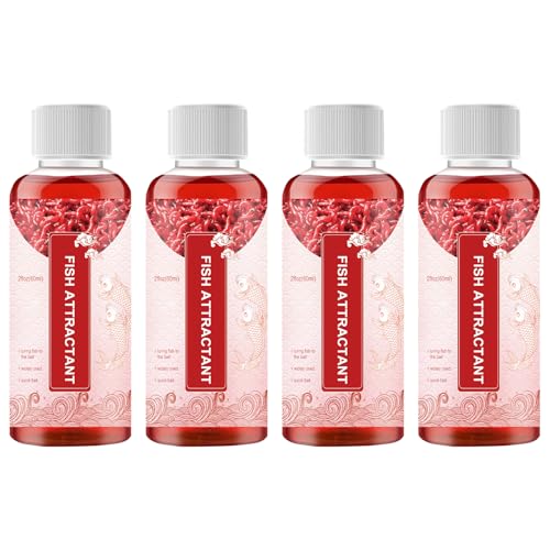 SIXCAR Red 40 Fishing Lures,Red Worm Liquid Baits & attractant,Fishing Bait,Fishing Liquid,Red Ink Fishing,Bait Fish Additive,Fish Lure Attraction Enhancer for Trout, Cod, Carp, Bass (4 Bottle)