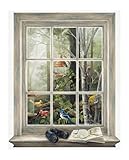 York Wallcoverings KR2622M Bird Watching Trompe L'Oiel Window Wall Accent, Mural