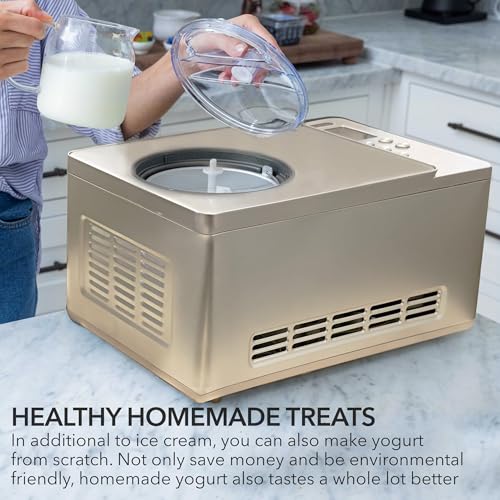 Whynter Eismaschine & Joghurt Automatik 2 Qt. mit eingebautem Kompressor, LCD-Digitalanzeige & Timer, kein Vorfrieren, ICM-220CGY, Champagner Gold – Bild 5