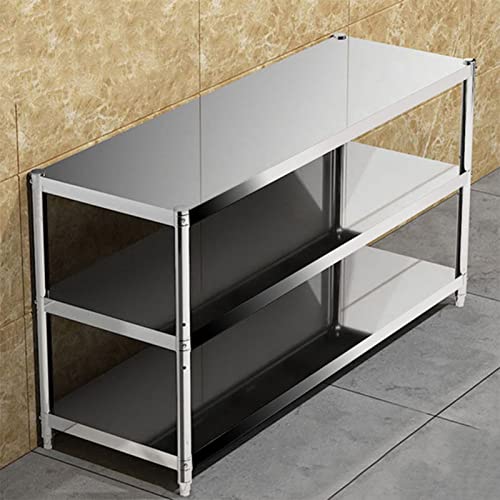Scaffale regolabile in altezza in acciaio inox – Scaffale a 3 ripiani per cucina, ufficio, Ga – impermeabile e tavolo da lavoro nizer