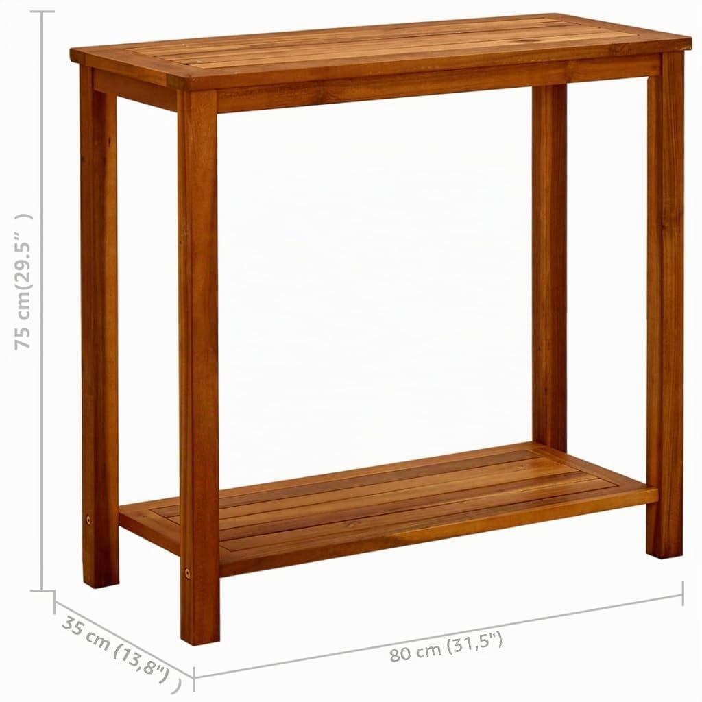 vidaXL Mesa Consola de Jardín Entrada Acento Pasillo Vestíbulo Recibidor Auxiliar Decoración Hogar Casa Escritorio 80x35x75 cm Madera Maciza de Acacia