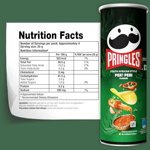 Image of Pringles South African Style Peri Peri Potato Chips | Crispy Snack | 102 g