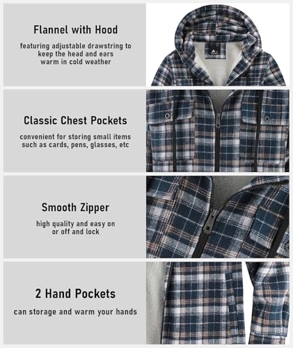 Image of GEEK LIGHTING Men's Flannel Shirts Jacket Sherpa Lined Fleece Plaid Hoodie Long Sleeve Winter Warm Coat