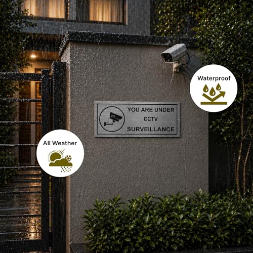 Image of You are Under Surveillance of CCTV 12x5 inches Stainless Steel Signage Board for Office, Mall, Hospital, Collage,Home Shops and Elsewhere