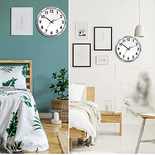 Qwanpet Stainless Steel Wall Clock,12" Modern Quartz Wall Clocks,Quality Non-Ticking Silent Wall Clock For Home Living Room Bedroom Kitchen School,Battery Operated,Silver #TOP6