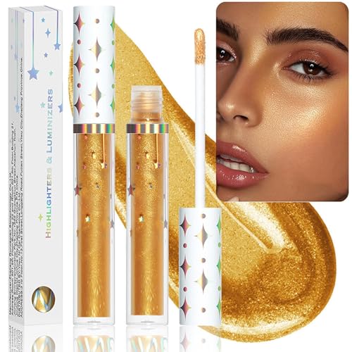 Iluminador líquido para el rostro, iluminador líquido, iluminador líquido, impermeable, de larga duración, efecto brillante para mejillas, brillo y brillo para maquillaje facial