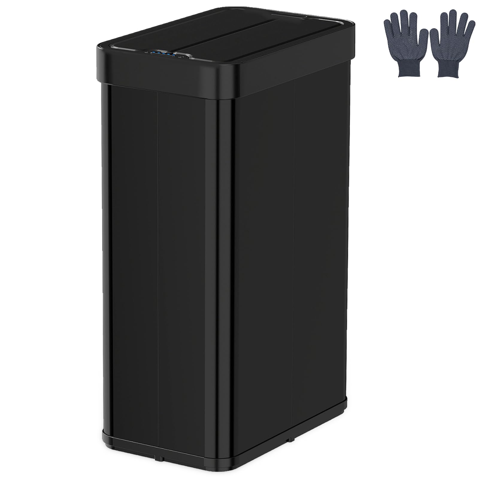 TANGZON 50L/60L Automatic Sensor Kitchen Bin, 3-Layered Stainless Steel Touchless Infrared Motion Waste Bin with Soft Closure Lid, Fingerprint-Proof Smart Trash Can Dustbin for Home (60L, Black)