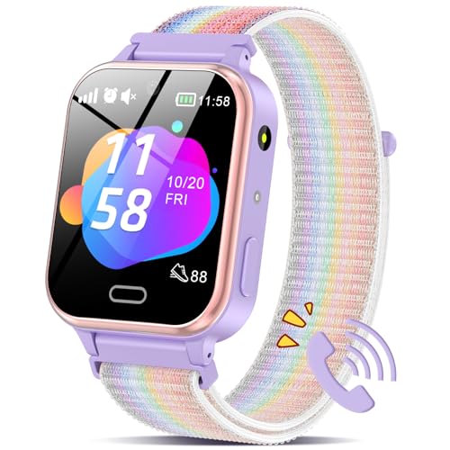 AXYWINBO Smartwatch Cuentos Hadas Audiolibros, Smart Watch Telefono para Niños, Juegos de Rompecabezas SOS Linterna Podómetro Despertador, Regalo de Cumpleaños para Niños, Morad