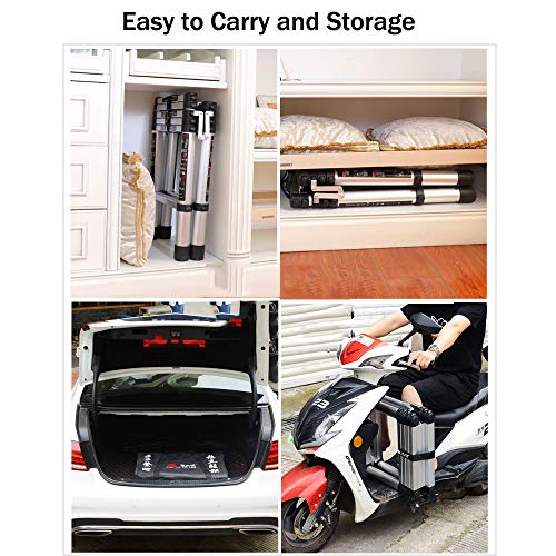 Telescopic Ladder 5+6 Step Aluminum Telescoping Collapsible Ladder, A-Frame Extension Ladder with Safety-Lock and Anti-Slip Pedal, Foldable Lightweight Ladders for Home DIY