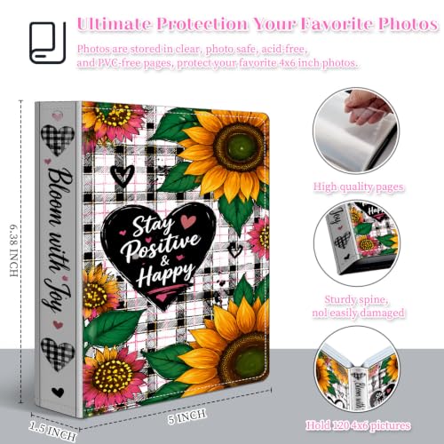 Image of Photo Album 4x6 120 Pockets Sunflower Plaid Pattern