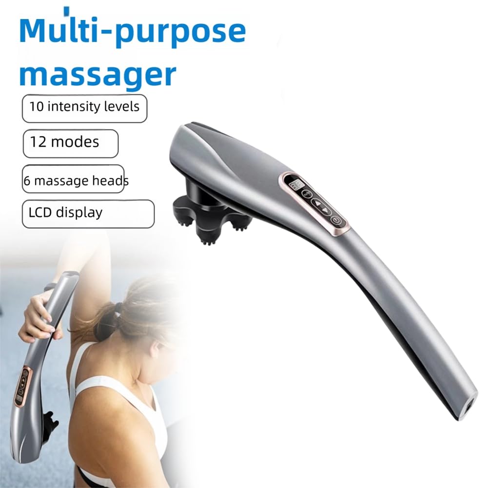 MultiiHandheld Massage LCD-Display 12 10 Geschwindigkeiten Kabelloser Massager Wiederaufladbar Vollkörper Muskelentspannung